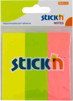 Стікер-закладки, 25 х 76 мм, 150 аркушів, 3 кольора, Stick'n, неонові, паперові - фото 1